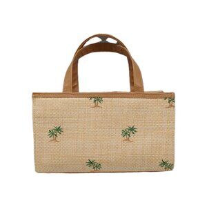 Sunny Hawaii Purse Handbag Woven Small Palm Print Mult Pockets
